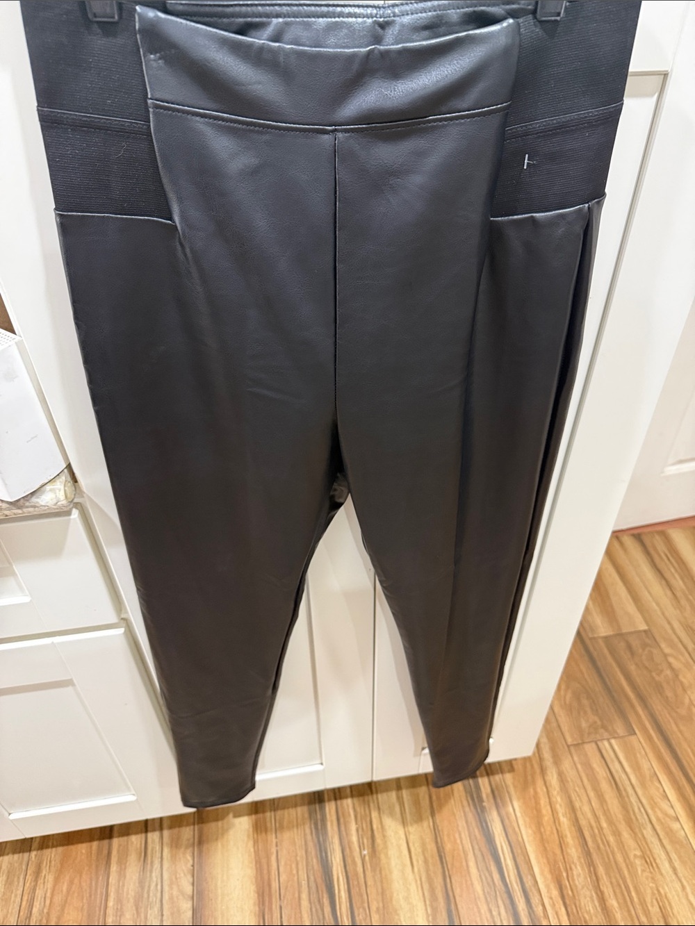 Black Faux Leather Jogger / leggings Pants - Sleek Everyday Style